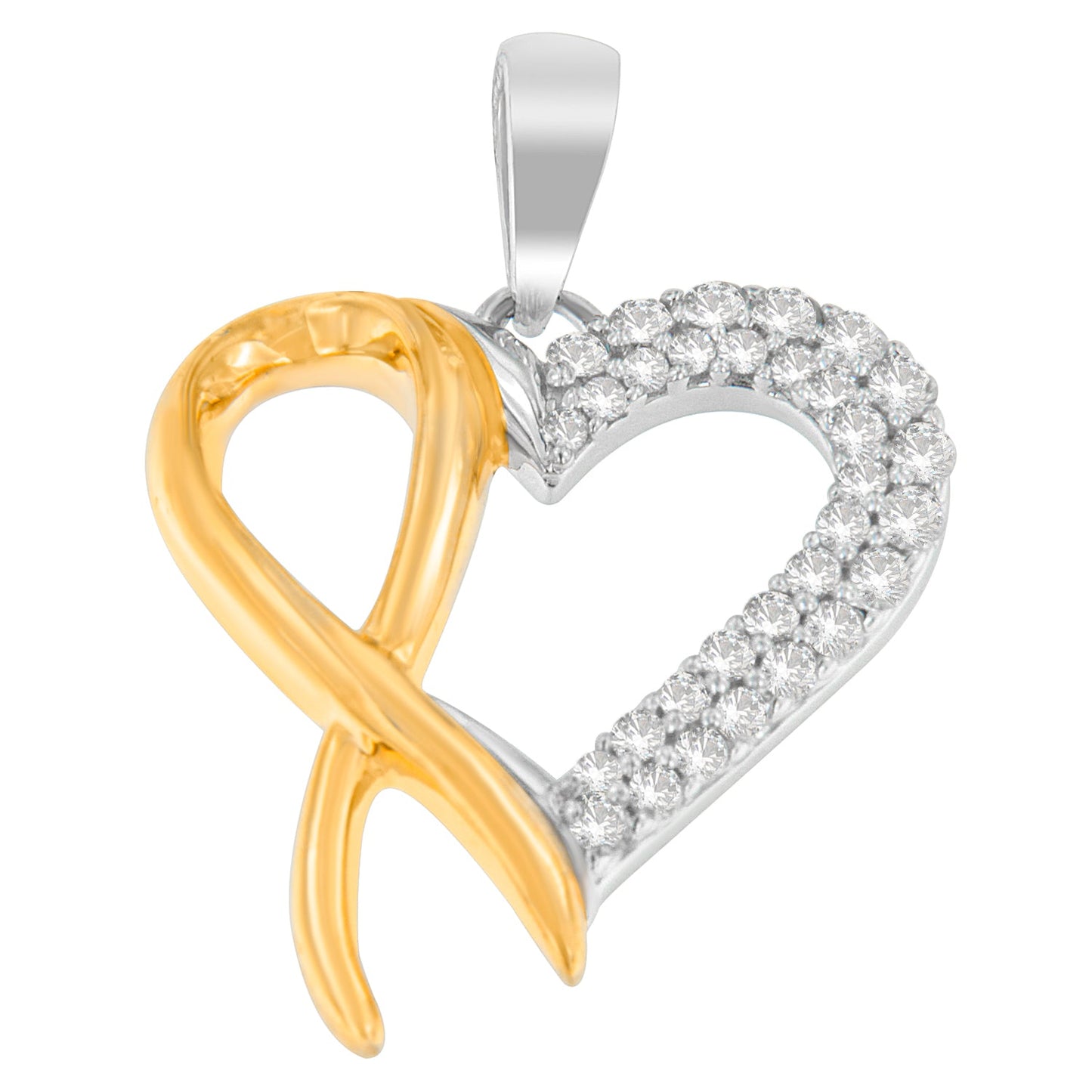 .925 Sterling Silver Two-Toned Diamond Pendant Necklace