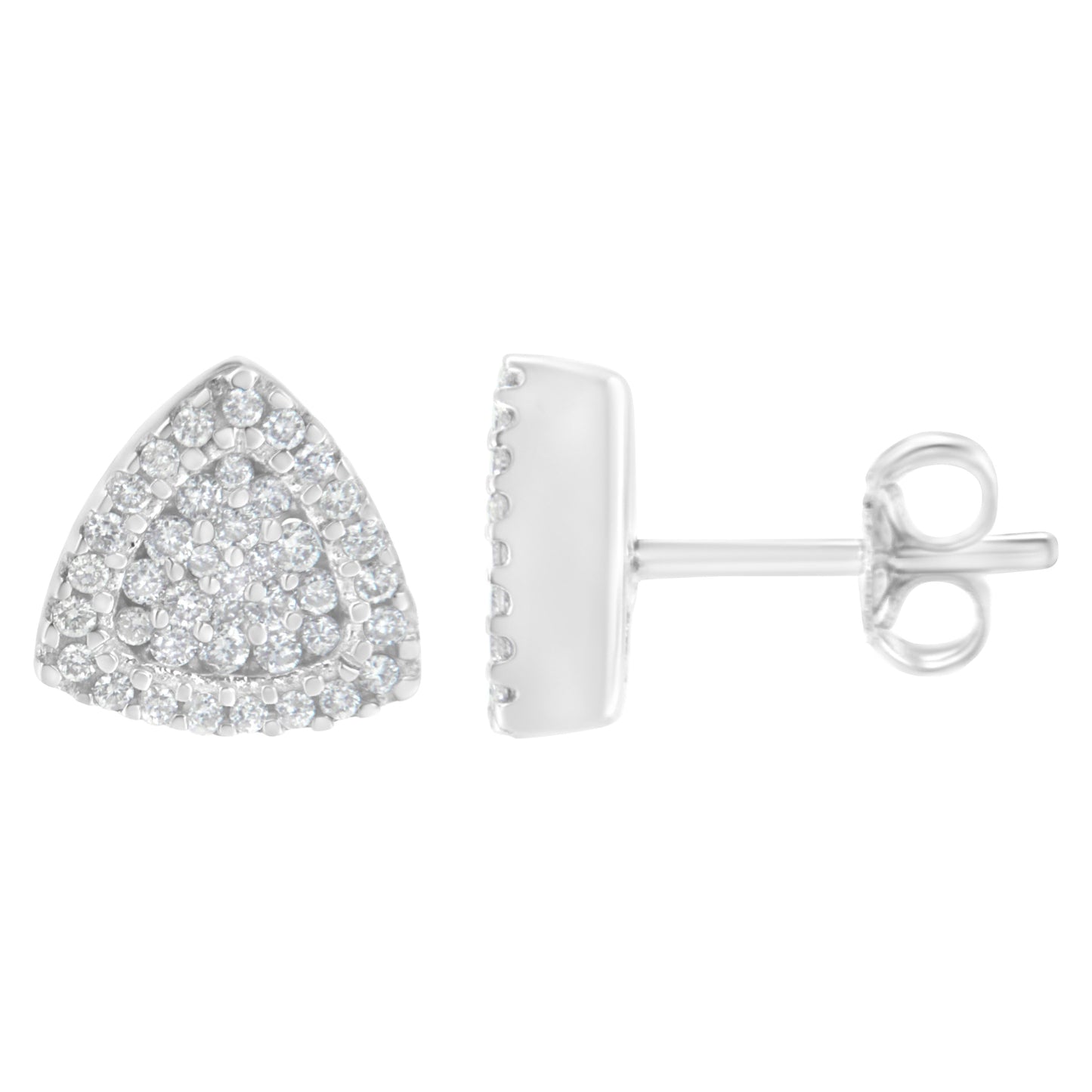 14K White Gold Trillion Shaped Diamond Stud Earrings