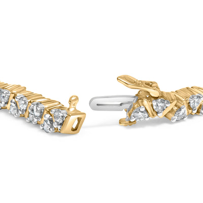 Pulsera de Tenis de Enlace Triangular de Diamantes de Oro Amarillo de 14K - 7 Pulgadas