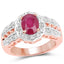 14K Rose Gold Plated Ruby and White Topaz Cocktail Ring