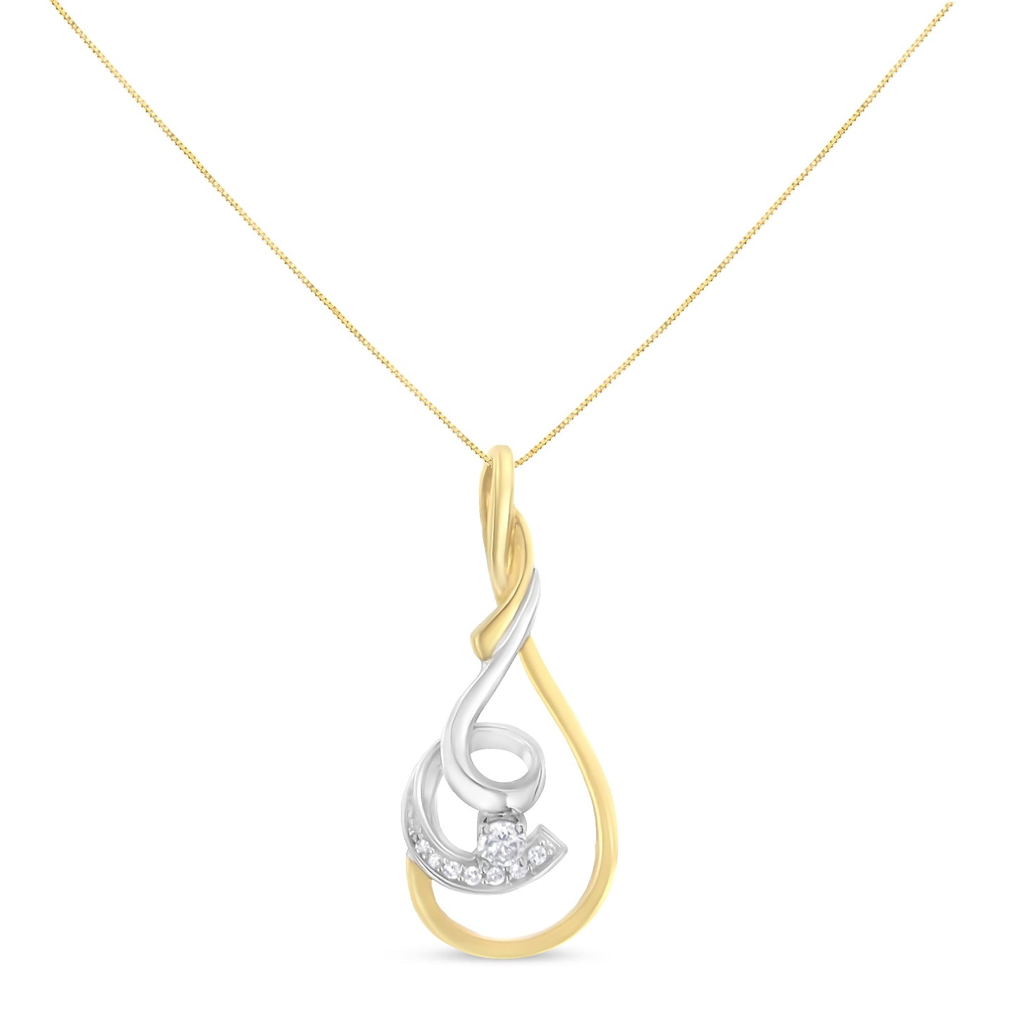 Collar de Péndulo Espira de Diamante en Espiral de Dos Tonos de 10K