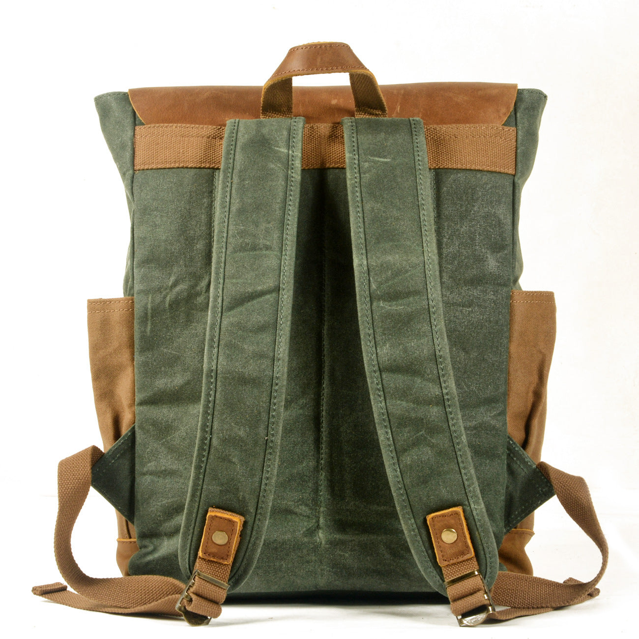 Mochila de Laptop de Cuero Crazy Horse de Lona Premium