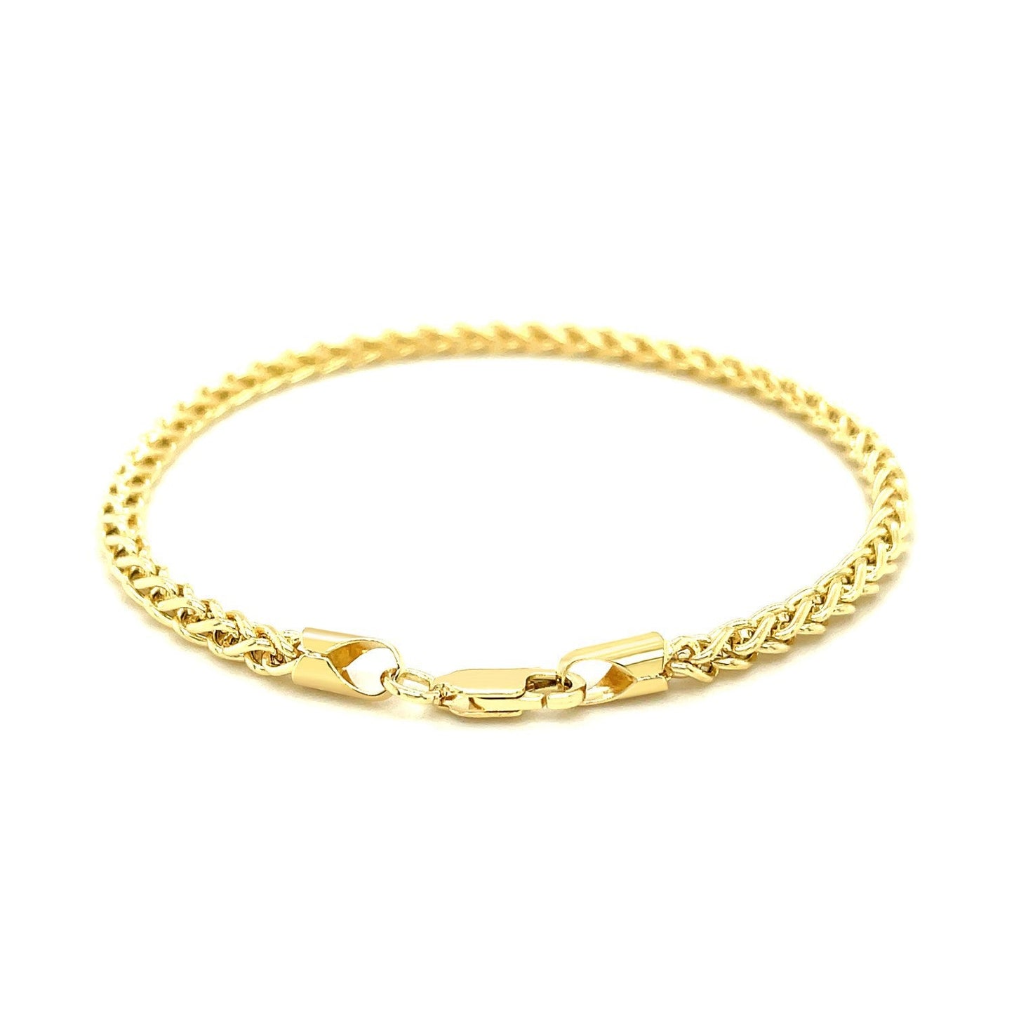 14k Yellow Gold Lightweight Wheat Bracelet - 3.3mm