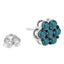 Boucles d'oreilles en argent sterling avec diamants bleus floraux