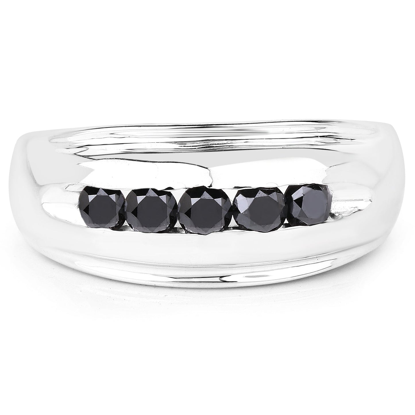 0.50 Carat Genuine Black Diamond Ring in .925 Sterling Silver