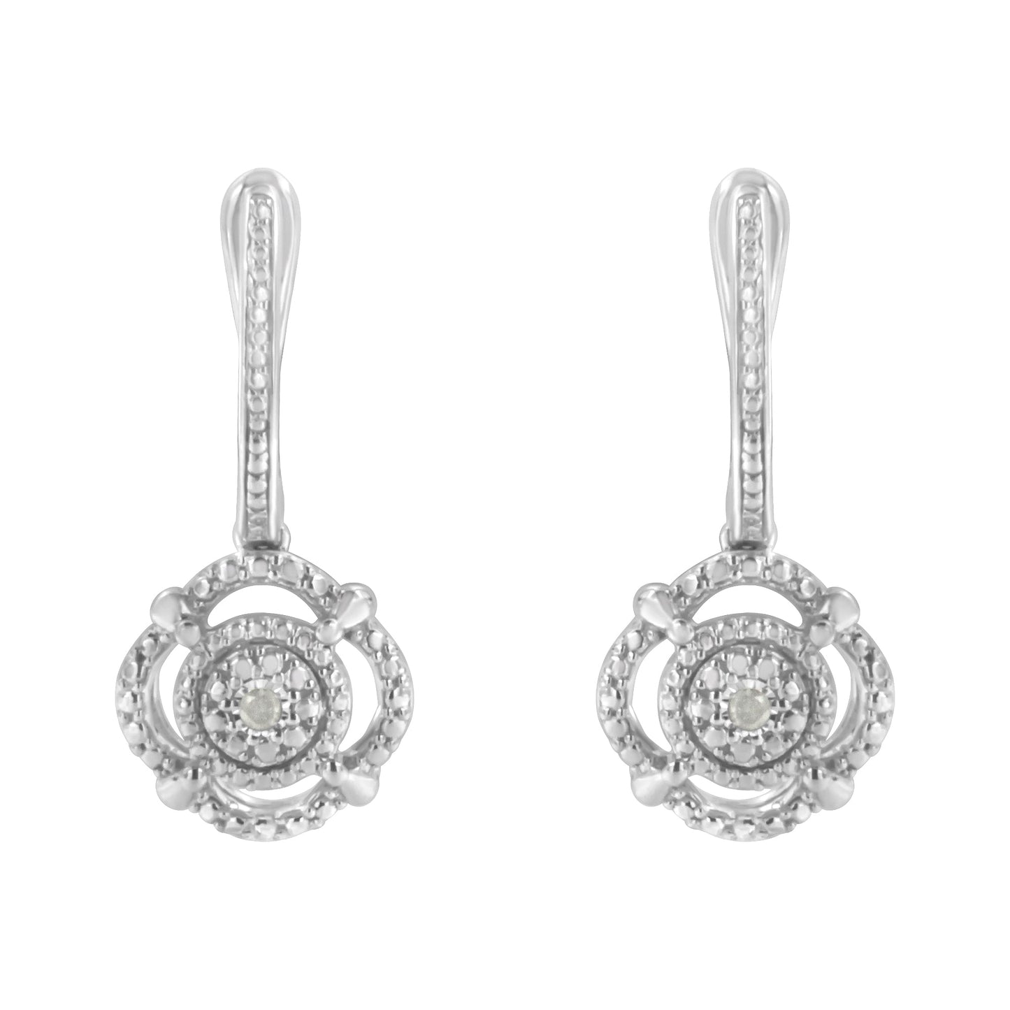 .925 Sterling Silver Diamond Accent Drop Earrings