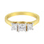 Bague en or jaune 10K avec diamants taille princesse à trois pierres - Taille 6