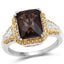 Anillo de plata esterlina con cuarzo ahumado y diamantes de 3.48 quilates