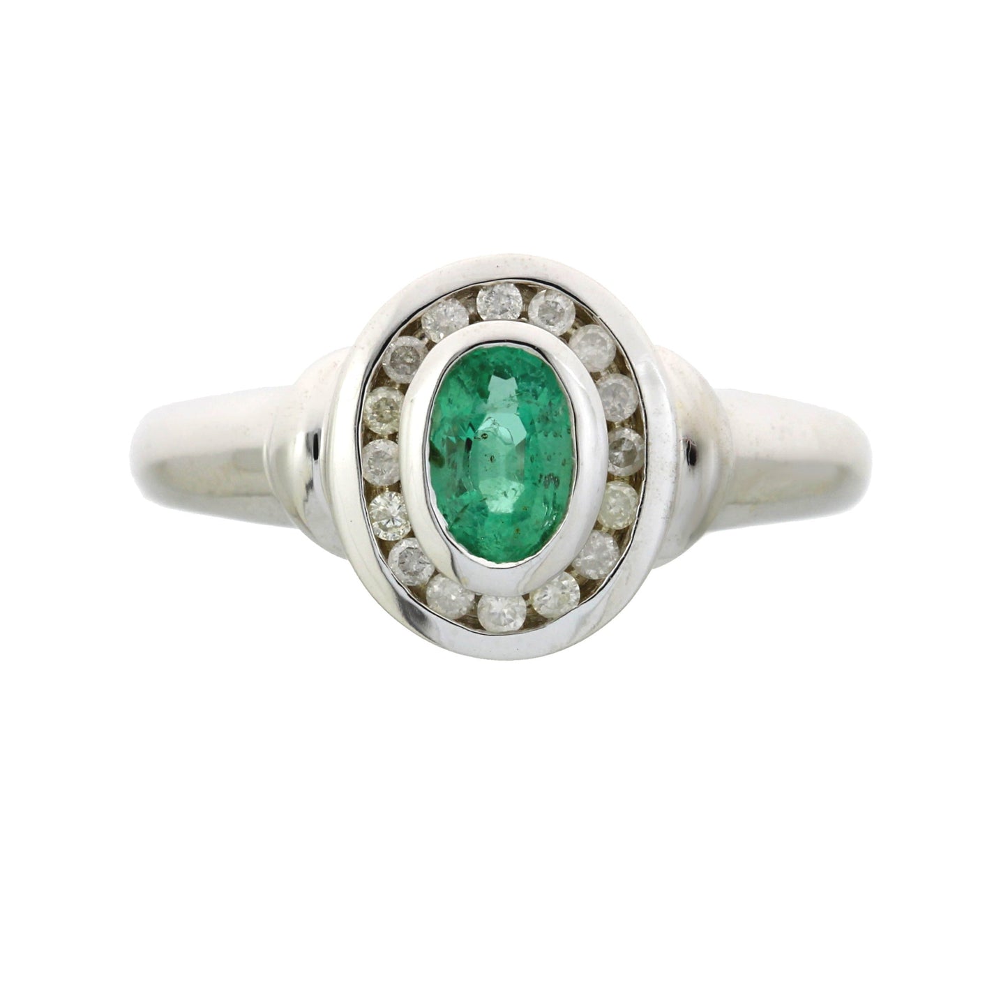Natural .60ct Emerald Diamond Ring in 10KT White Gold