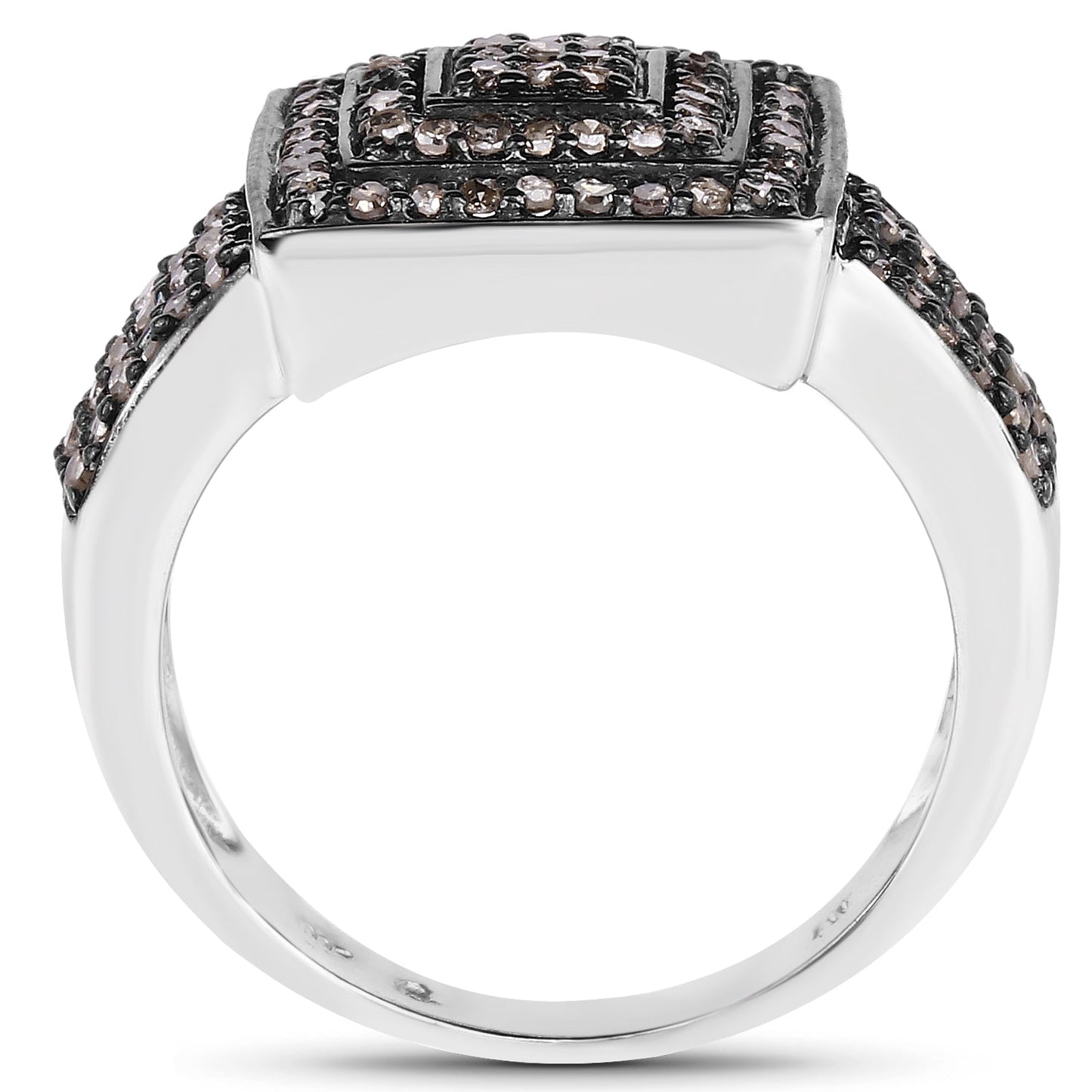 0.42 Carat Genuine Champagne Diamond Sterling Silver Engagement Ring