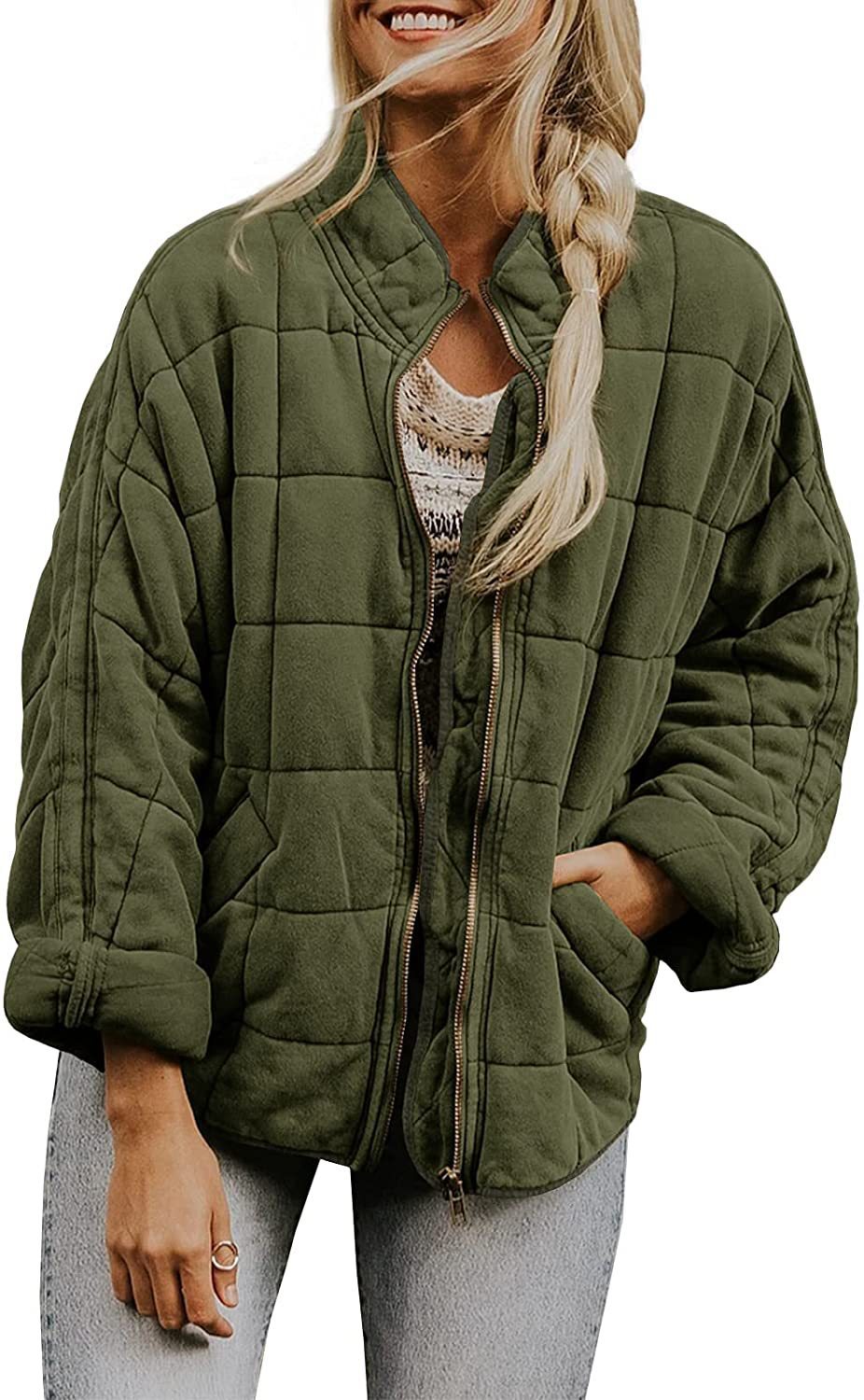 Veste d'hiver élégante à col montant zippée pour femmes