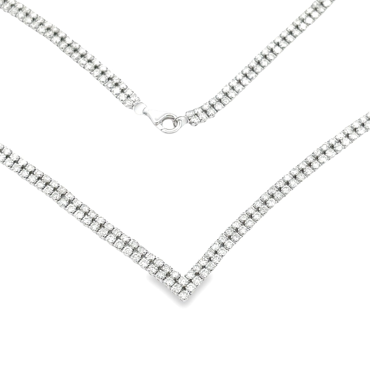 Natural 7.00ct Diamond Tennis Necklace in 14KT White Gold