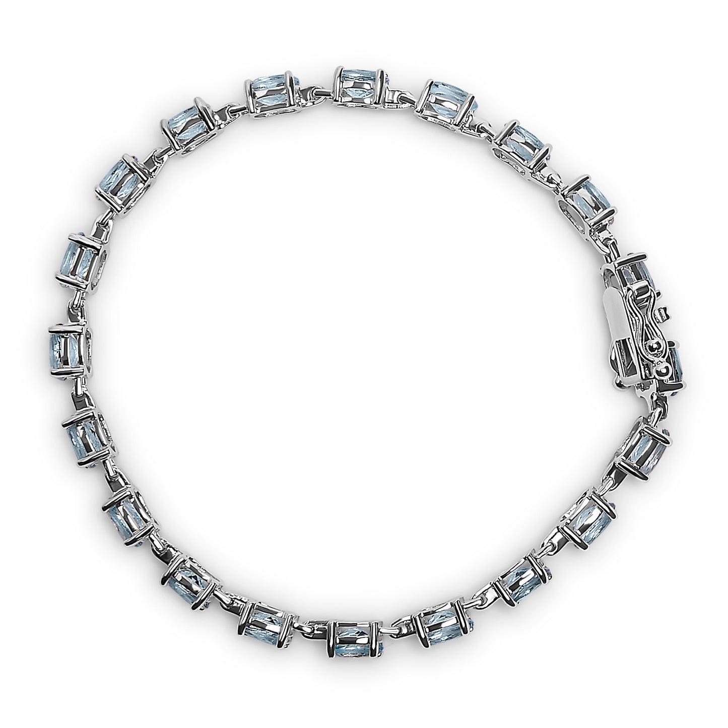 .925 Sterling Silver 11.0 Cttw Light Blue Topaz Link Bracelet - 7 inch