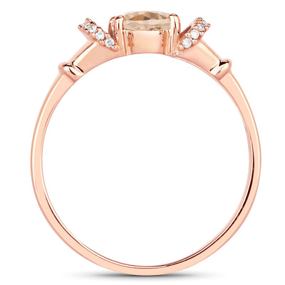 Bague de fiançailles en morganite et diamant de 0,75 carat en or rose 14K