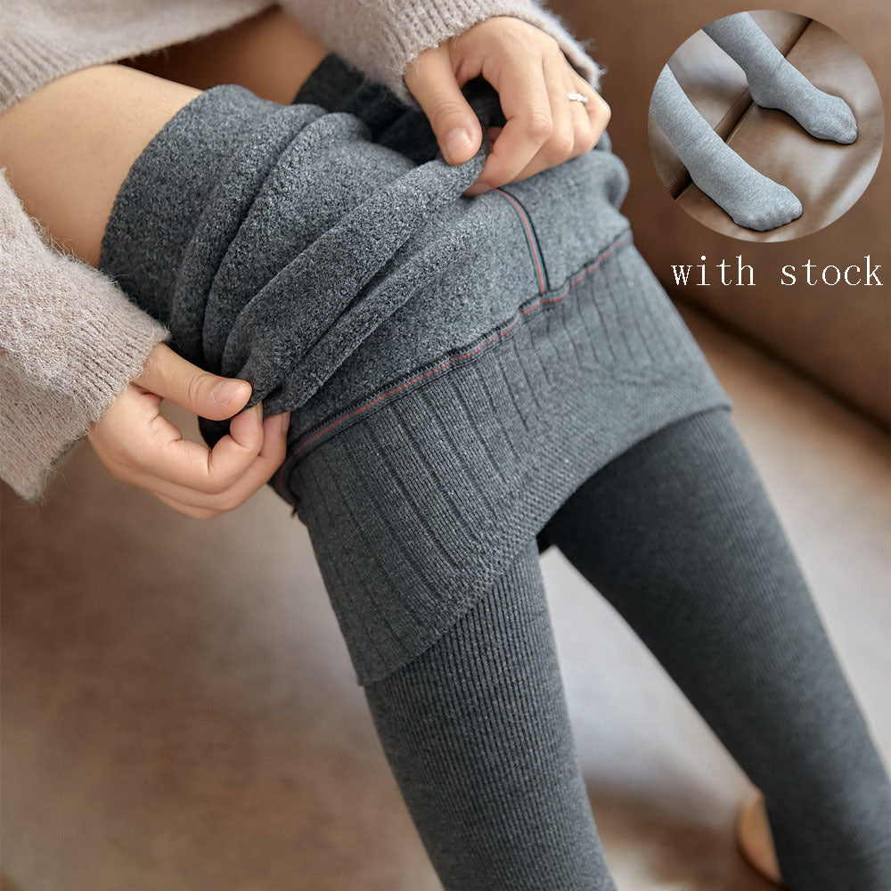 High Waist Stripes Leggings - Winter Warm & Stretchy