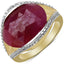 14K Yellow Gold Plated Pink Sapphire & White Diamond Ring