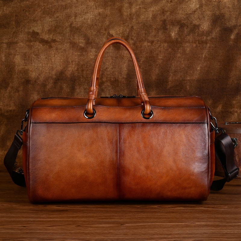 Handmade Retro Leather Satchel Bag with Large Capacity