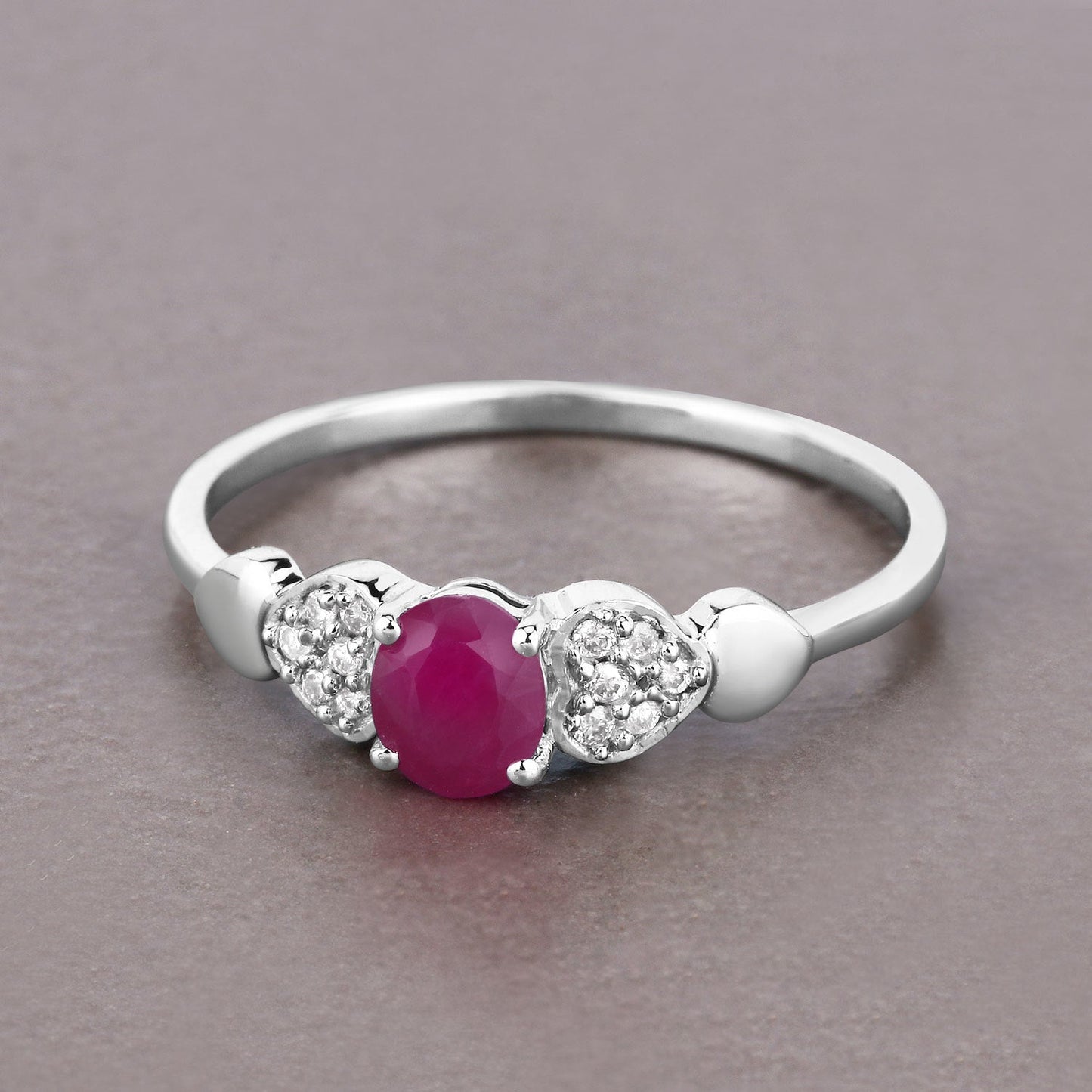 0.36 Carat Ruby and Diamond 14K White Gold Engagement Ring