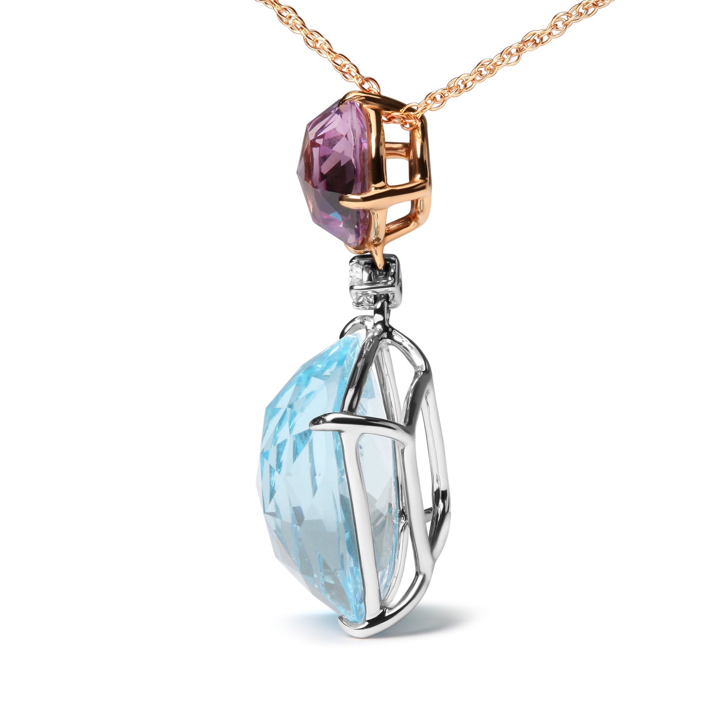18K White & Rose Gold Diamond Accent Pendant Necklace