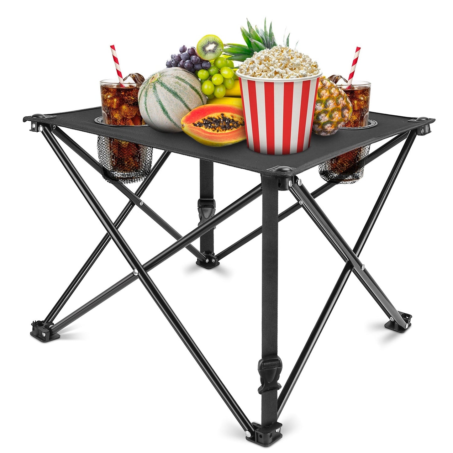 Mesa de Camping Plegable y Portátil con Portavasos