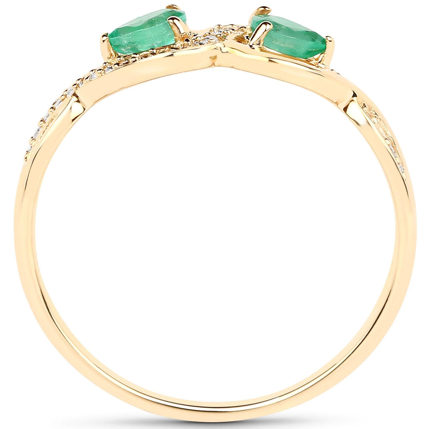 0.35 Carat Zambian Emerald and Diamond 14K Yellow Gold Ring