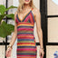 Vestido Mini de Cuello en V a Rayas Contrastantes - Esencial Elegante de Verano