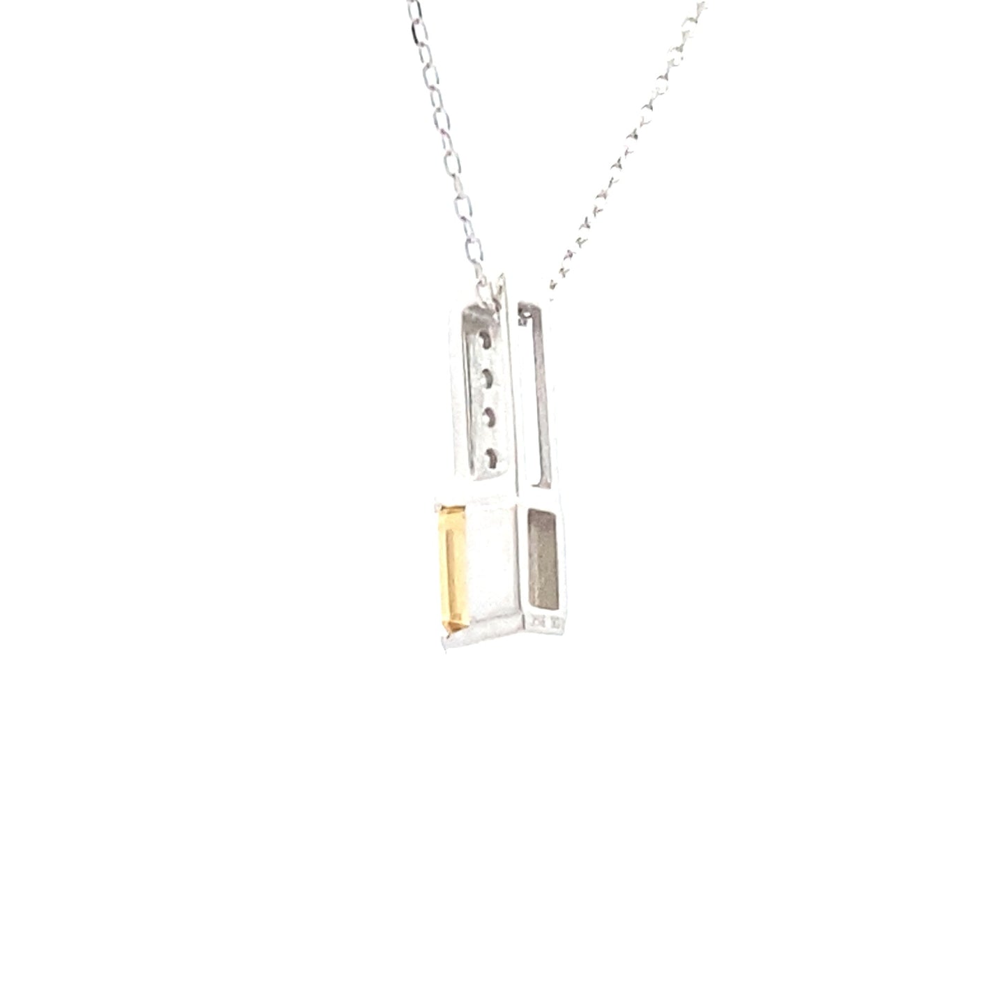 .06ct Pendentif en Diamant Citrine en Or Blanc 10KT