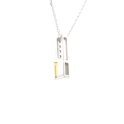 .06ct Pendentif en Diamant Citrine en Or Blanc 10KT