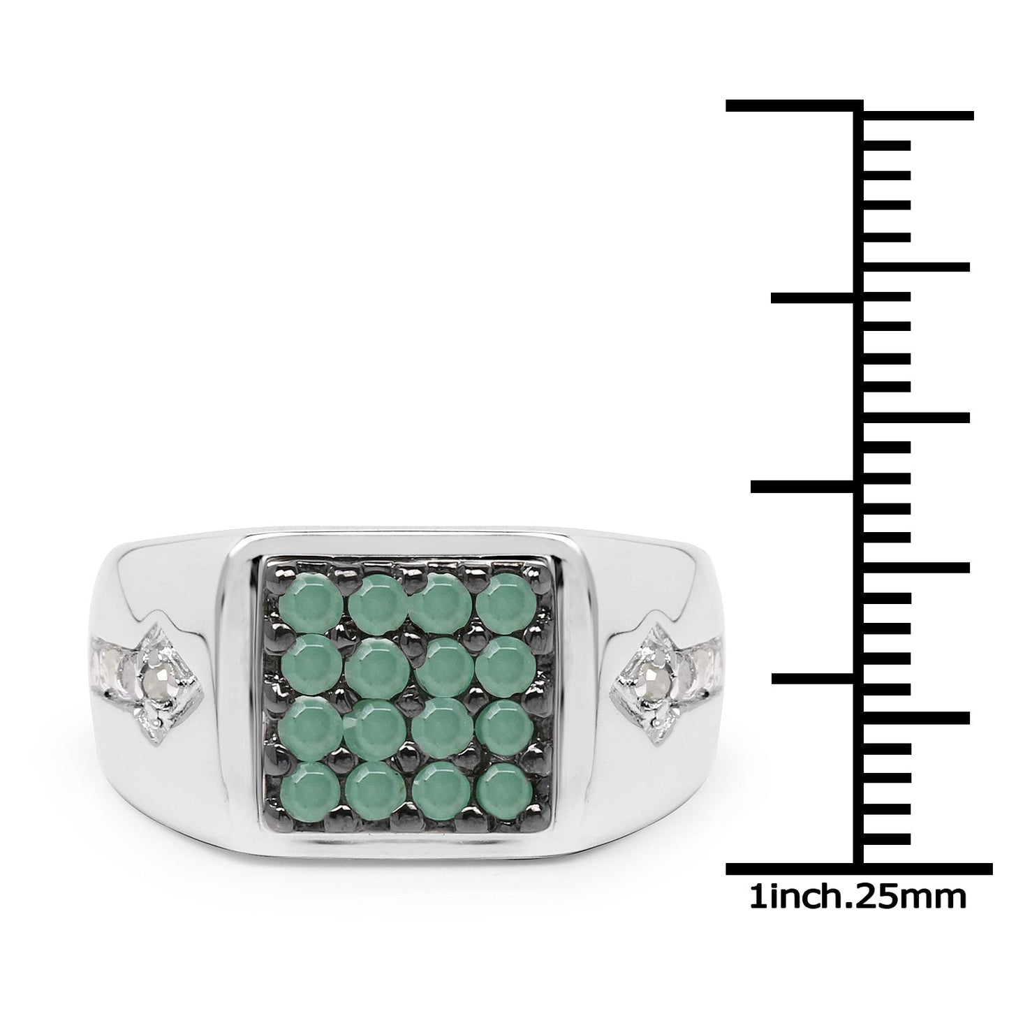 0.60 Carat Emerald & White Diamond Sterling Silver Engagement Ring