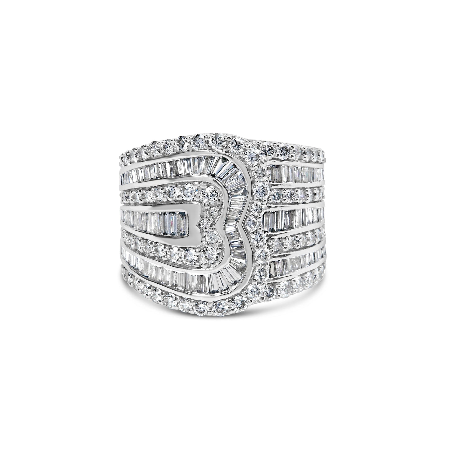 Bague Bypass en Or Blanc 10K avec Diamants de 2 1/2 Cttw - Taille 7