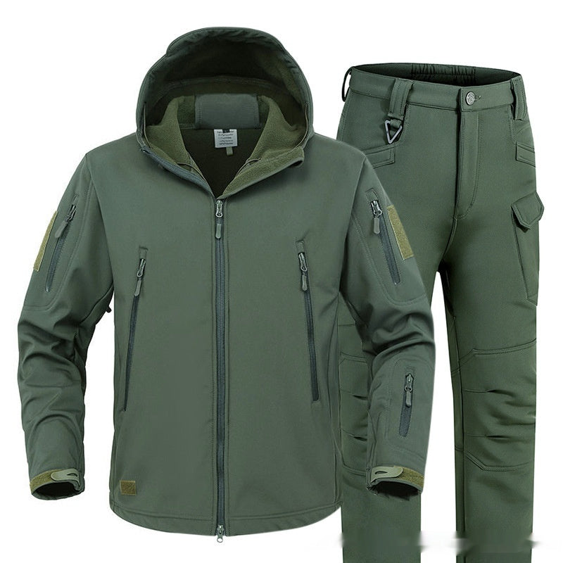 Veste en Soft Shell Coupe-Vent Imperméable Doublée en Fleece pour Hommes