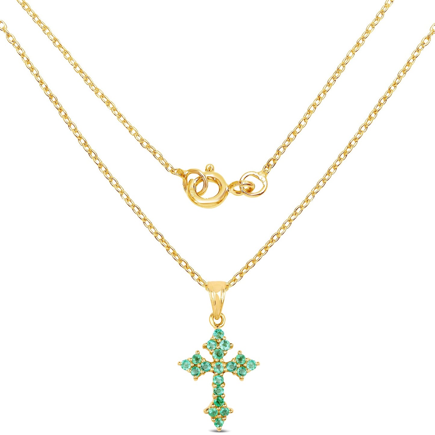 14K Yellow Gold Plated Zambian Emerald Pendant in Sterling Silver