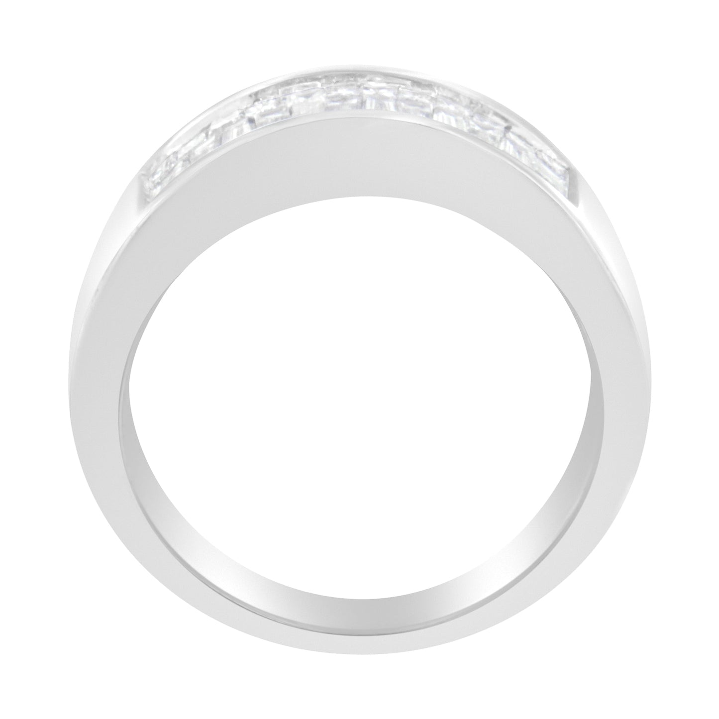 Bague de fiançailles en diamant princesse et baguette en or blanc 14K - Taille 6