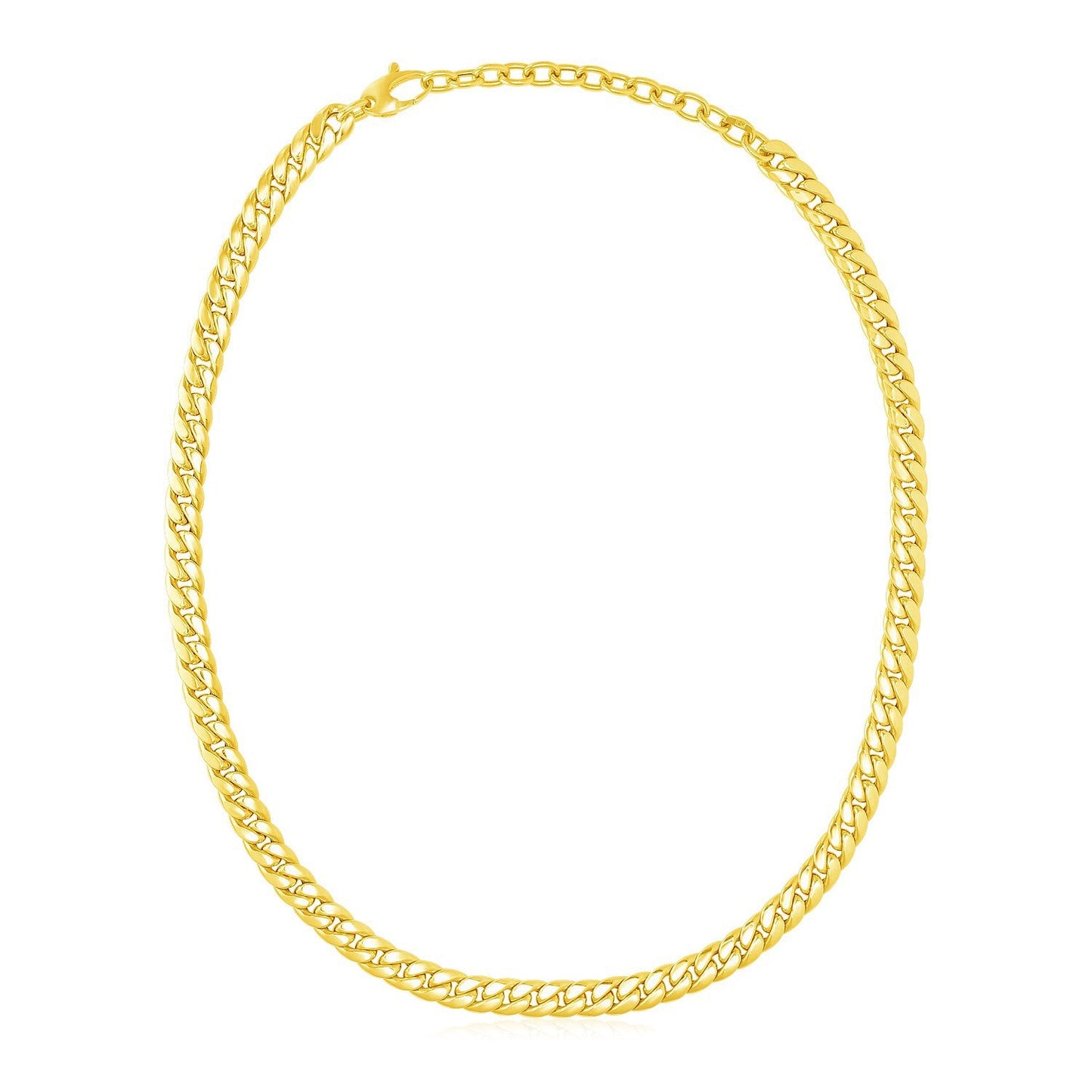 Collar Choker de Cadena Cubana de Oro Amarillo de 14k
