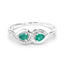 Anillo de Compromiso de Esmeralda Zambiana y Diamante de 0.35 Quilates en Oro Blanco de 14K
