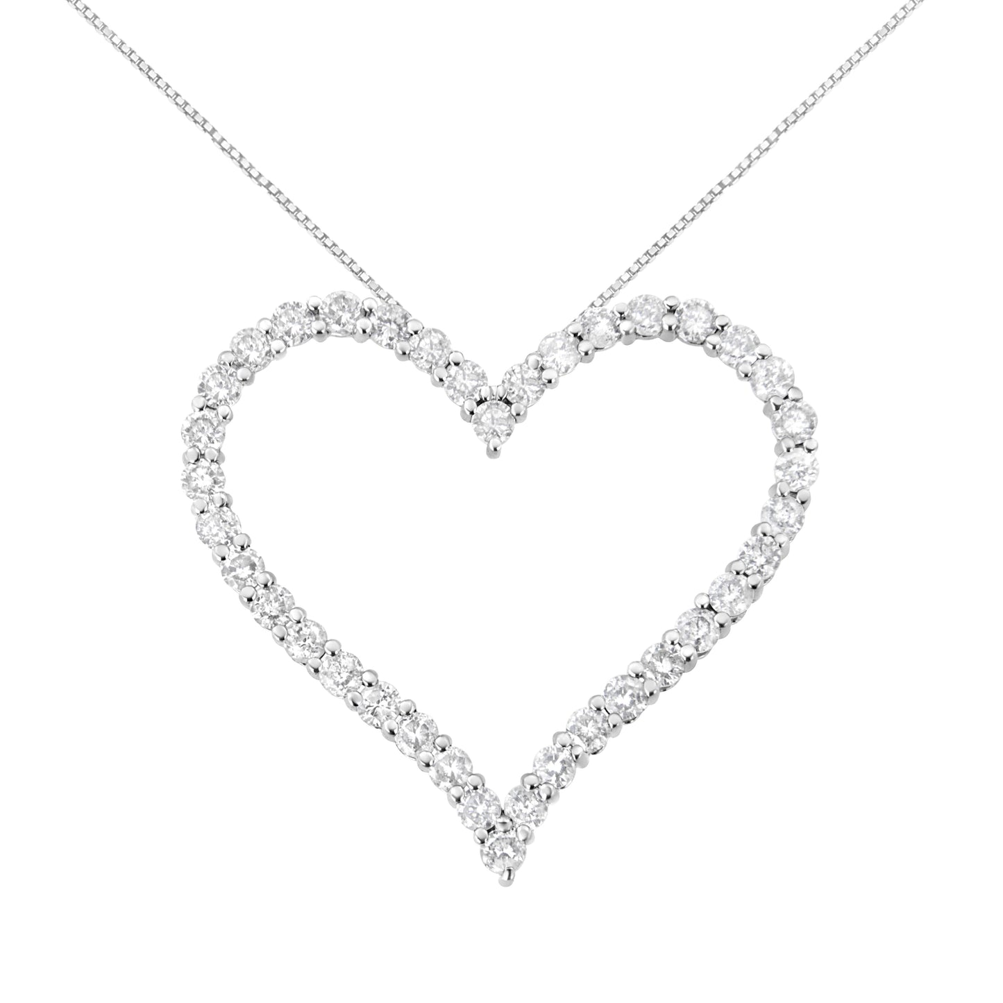 Collar con Colgante de Corazón de Diamante Cortado Redondo de Plata Esterlina .925 - 18"
