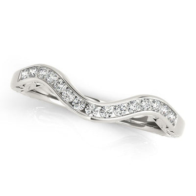 14k White Gold Curved Diamond Wedding Ring