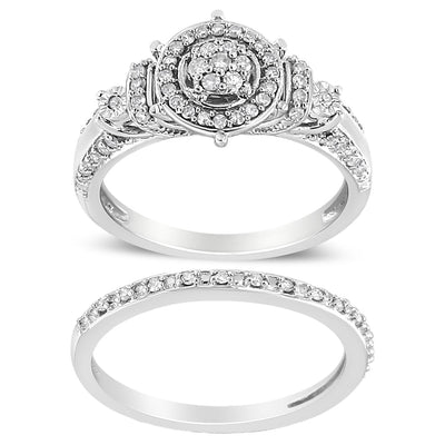 Anillo de Compromiso con Diamantes en Conjunto de Plata Esterlina .925 - Talla 7