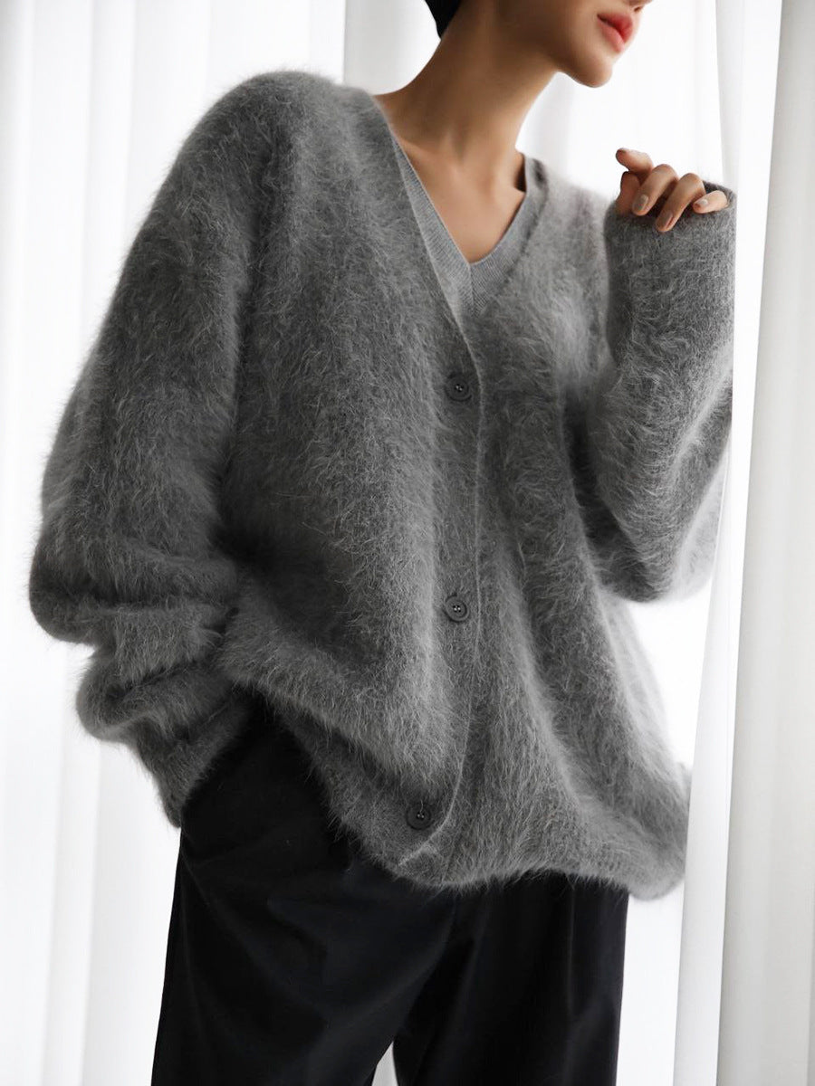 Loose V-neck Button Cardigan for Women - Stylish Knitted Sweater