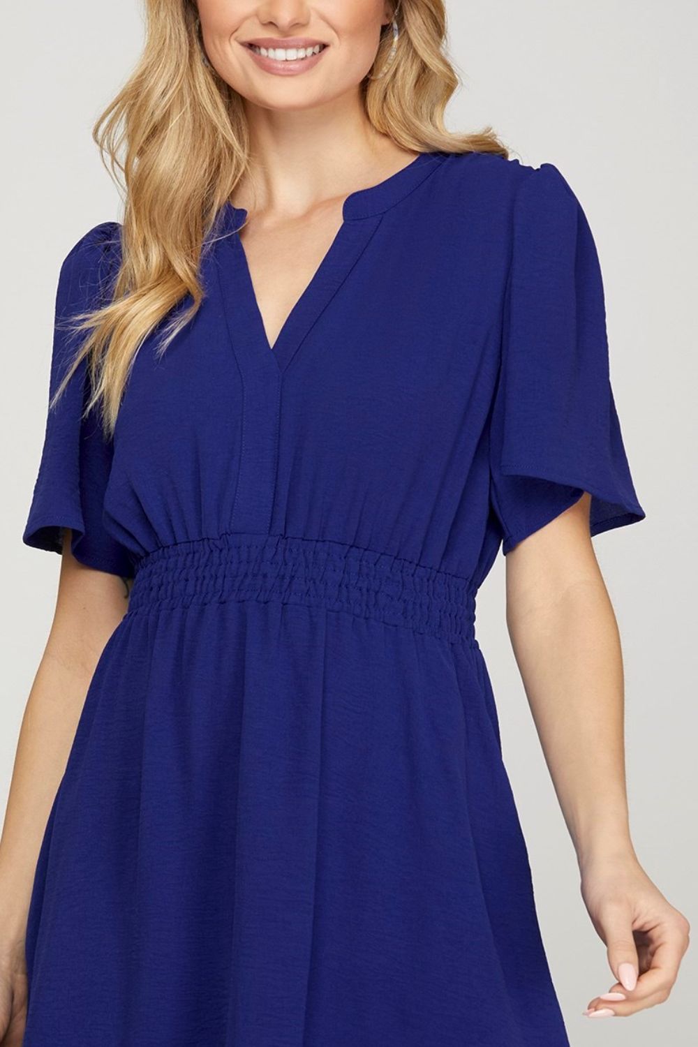 Elegant Ruffled Surplice Mini Dress with Flutter Sleeves