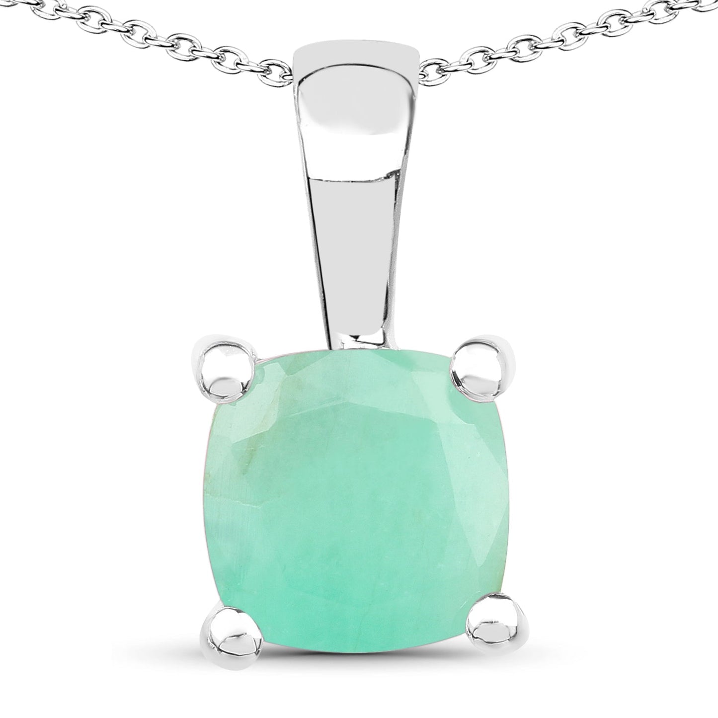 Elegante colgante de esmeralda, rubí y zafiro de 3.00 quilates en plata esterlina