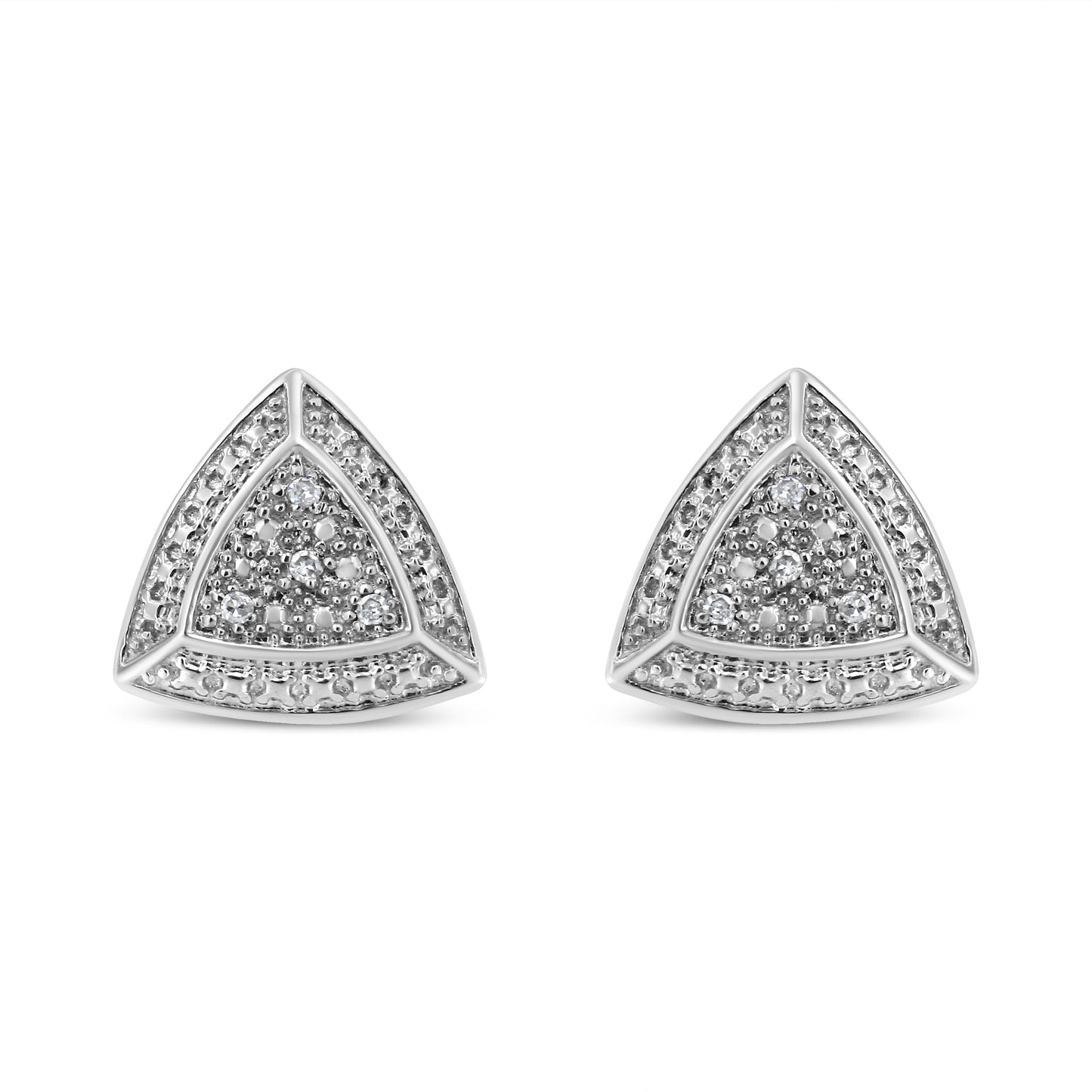 Boucles d'oreilles en argent sterling .925 avec diamants en forme de trillion