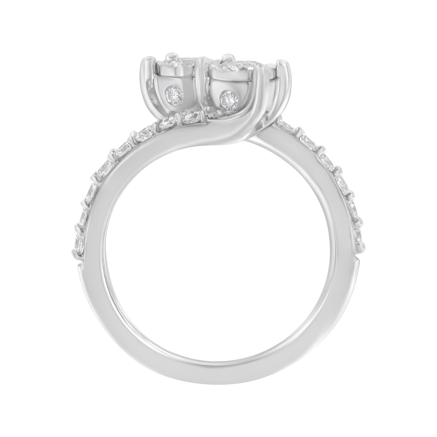 Anillo de dos piedras de diamante en oro blanco de 10K - Talla 6