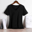 Camiseta de Algodón Puro para Mujer de Corte Suelto con Cuello Redondo y Cuello en V