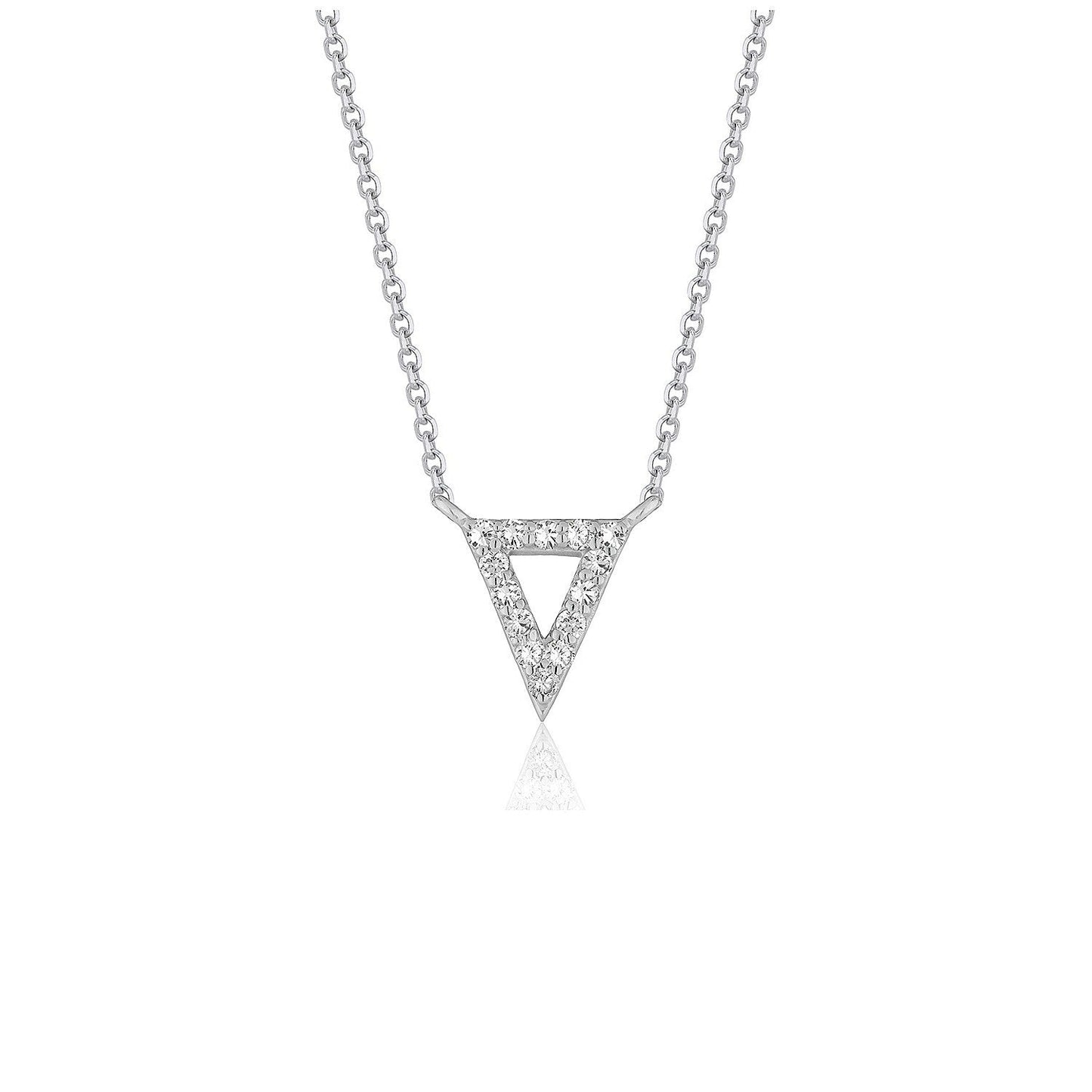 Pendentif Triangle Inversé en Diamant en Or Blanc 14k