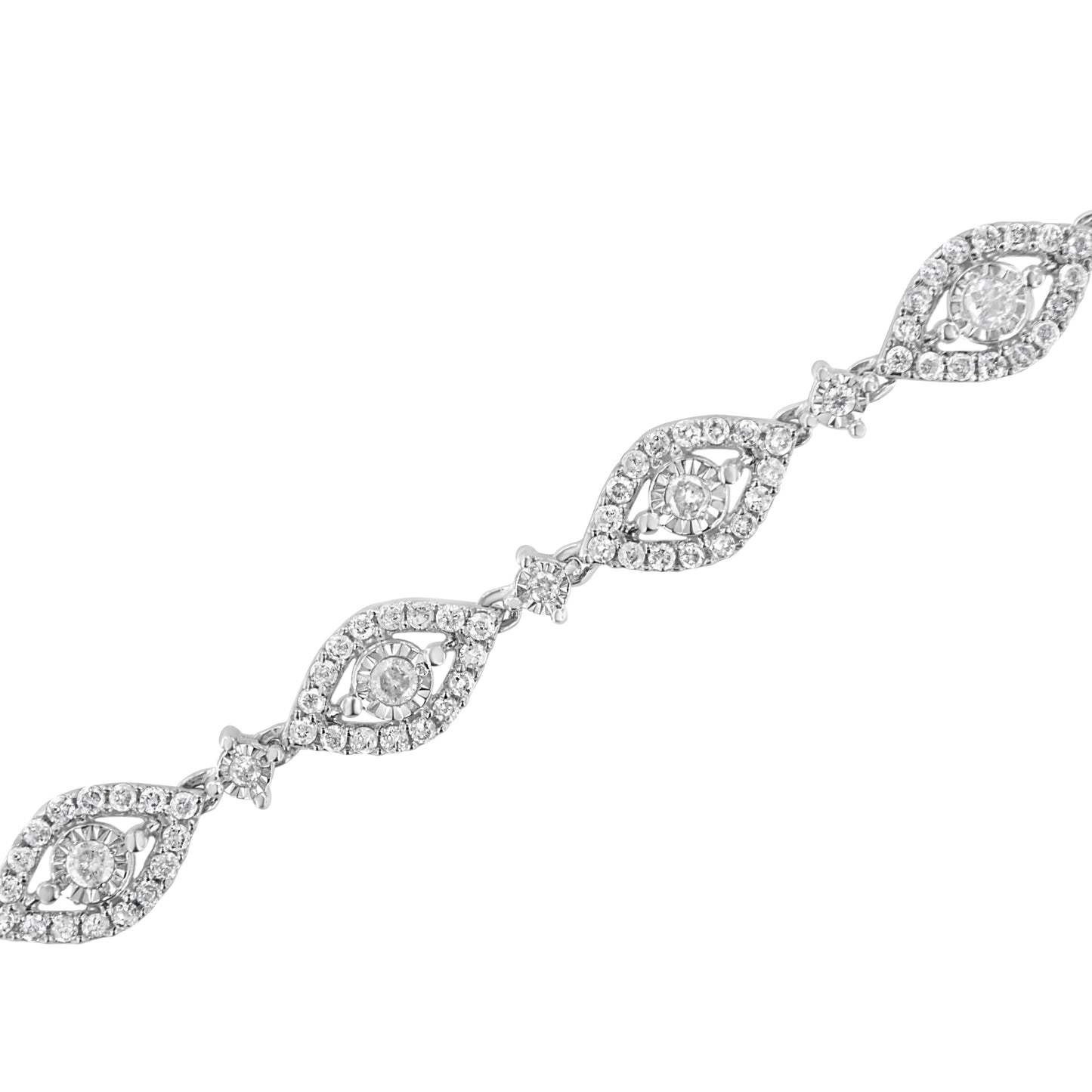 Bracelet en lien en argent sterling 925 en forme de poire avec diamants - 7,5"