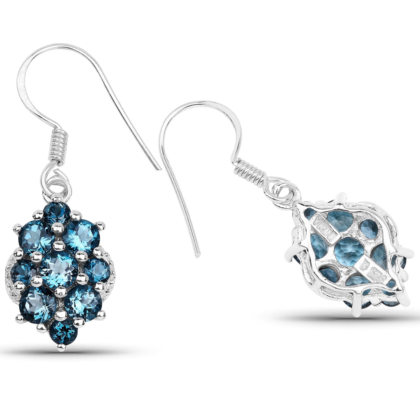 Pendientes de plata esterlina con topacio azul de Londres de 4.32 quilates