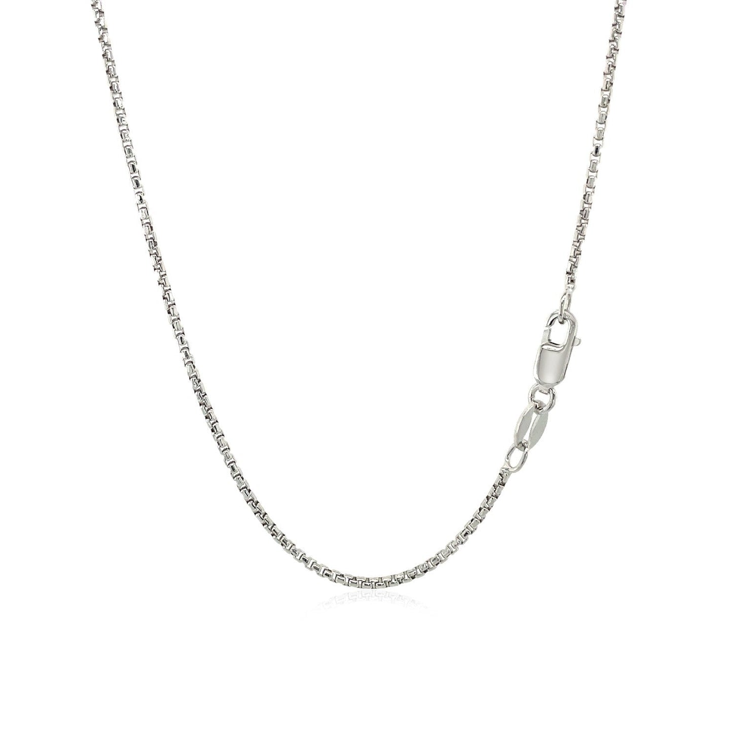 Cadena de Caja Redonda de Plata Esterlina Baño de Rodio 1.3mm