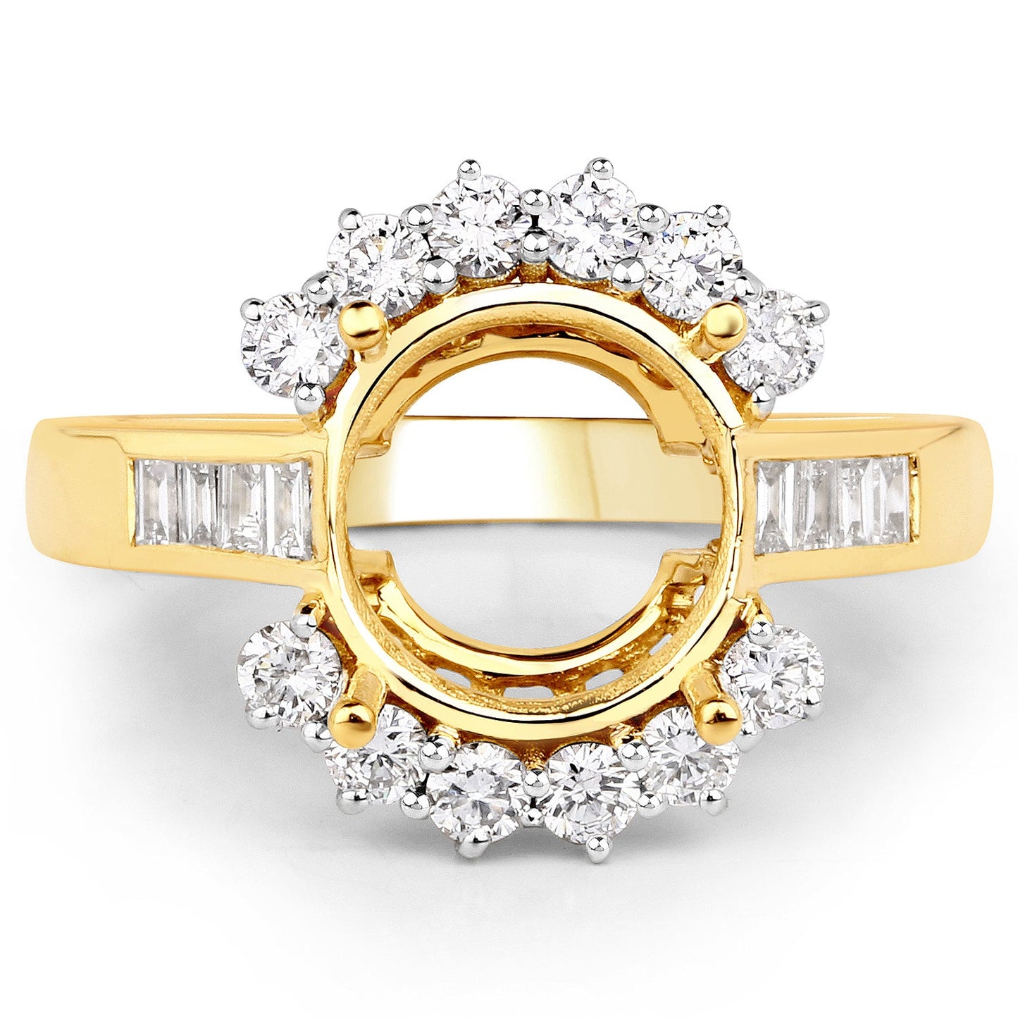 Bague de fiançailles semi-montée en or jaune 14K avec diamant de 0,58 carat