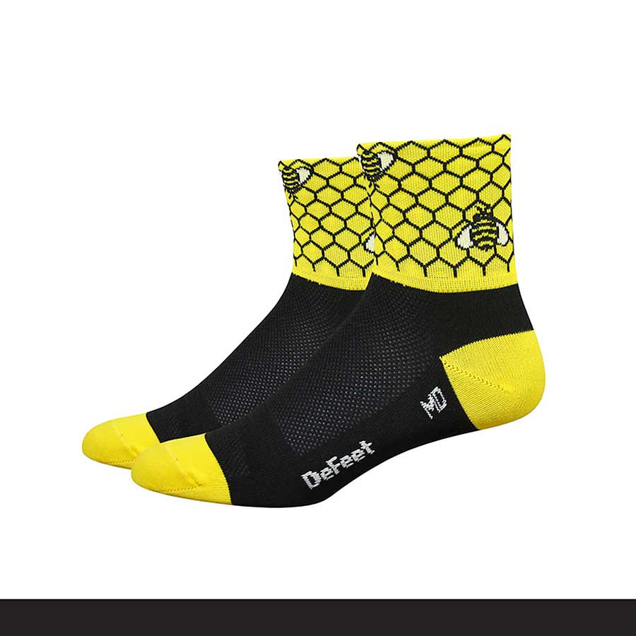 DeFeet Aireator 2-3" Socks in Black/Bright Gold - M